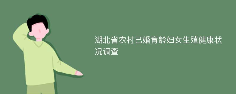 湖北省农村已婚育龄妇女生殖健康状况调查